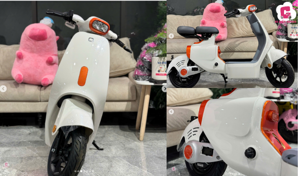 Mẫu xe đạp điện màu cam V1 Plus thanh lịch