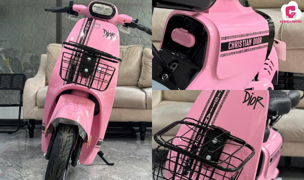 Mẫu xe đạp điện màu hồng VC 2025 với thiết kế tinh tế