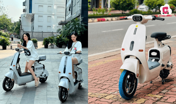 Mẫu xe đạp điện màu trắng Hottrend K1 2025