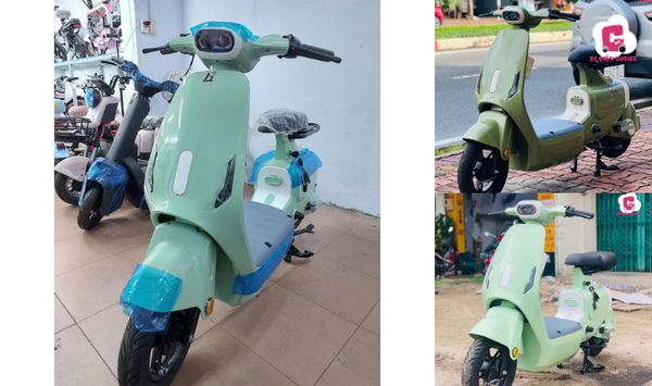 Mẫu xe đạp điện màu xanh lá Hottrend V1