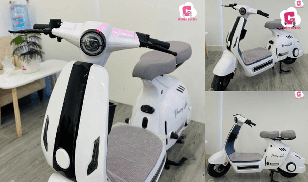 Mẫu xe đạp điện màu trắng V2 nổi bật và các tính