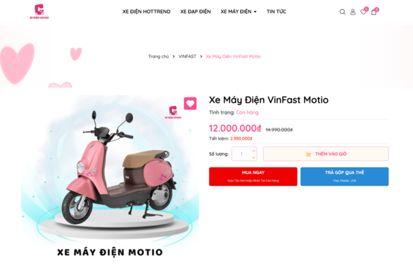 Giá xe máy điện VinFast Motio dao động từ 12 triệu đồng