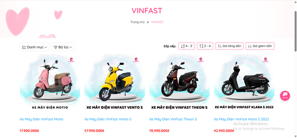 Xe Điện Cute cung cấp đa dạng các sản phẩm xe điện Vinfast chính hãng