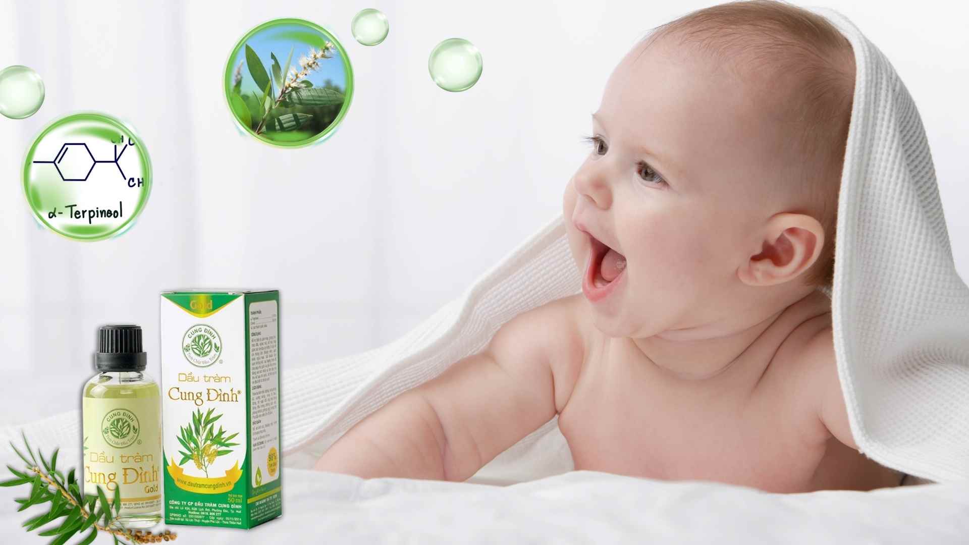 Có dầu tràm Cung Đình cho bé, ba mẹ bớt nỗi lo