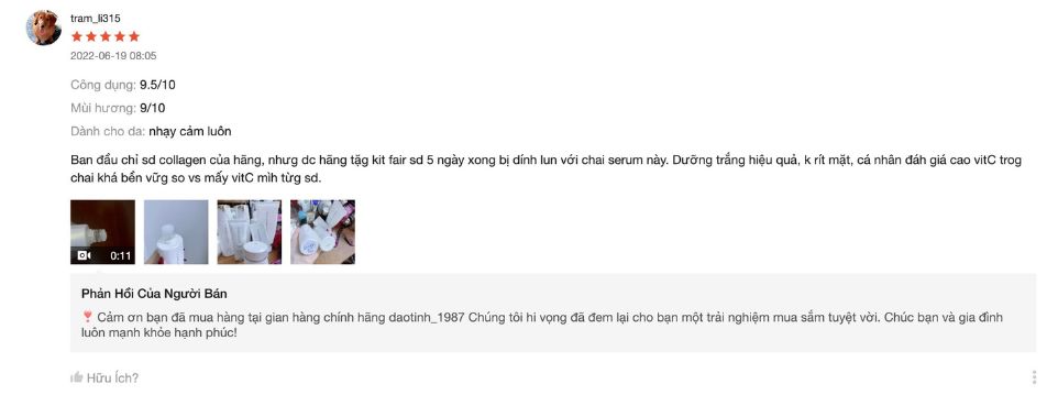 Review kem dưỡng trắng da của khách hàng