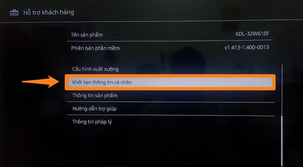Chọn vào phần khởi tạo thông tin cá nhân