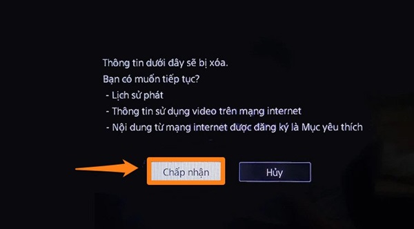 Chọn vào mục chấp nhận