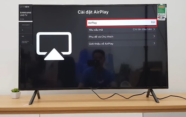 Kích hoạt nút Bật trong mục AirPlay