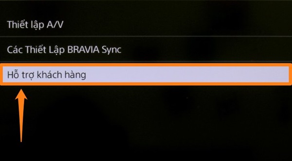 Chọn mục hỗ trợ khách hàng