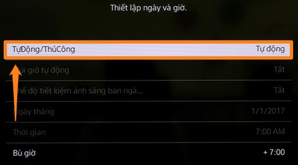 Chọn vào mục thiết lập tự động