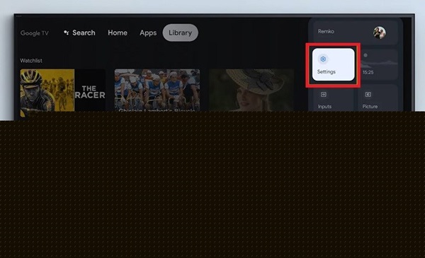 Chọn cài đặt Tivi