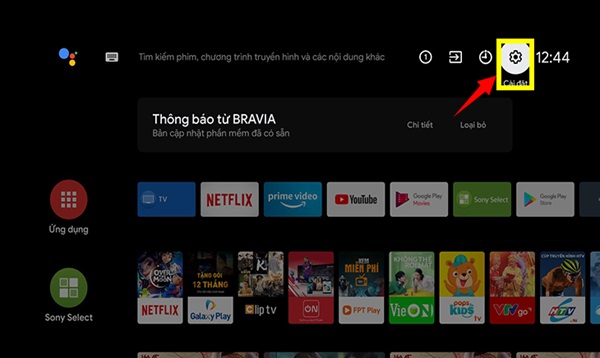 Chọn vào cài đặt