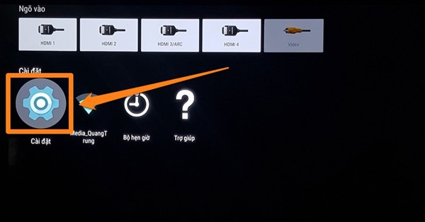 Với phiên bản Android tivi Sony 2018 - Chọn cài đặt