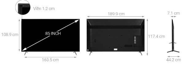 Tìm hiểu kích thước tivi Sony 85 inch
