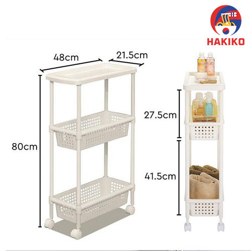 Kệ Để Đồ Nhà Bếp 3 Tầng Cao Cấp Có Bánh Xe Nhật Bản
