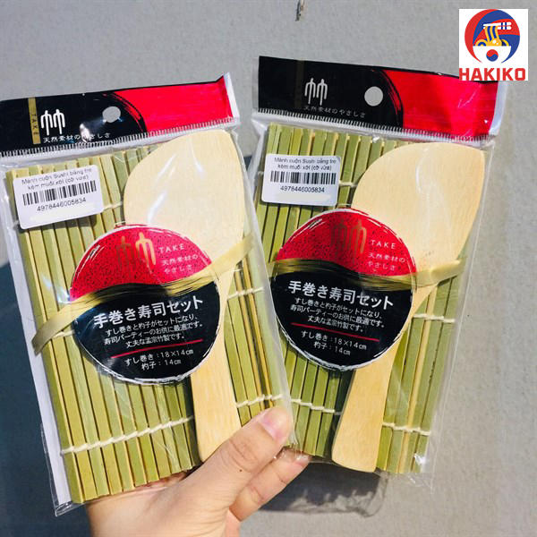 Mành Cuộn Sushi Bằng Tre Kèm Muôi Xới (Cỡ Vừa) Nhật Bản