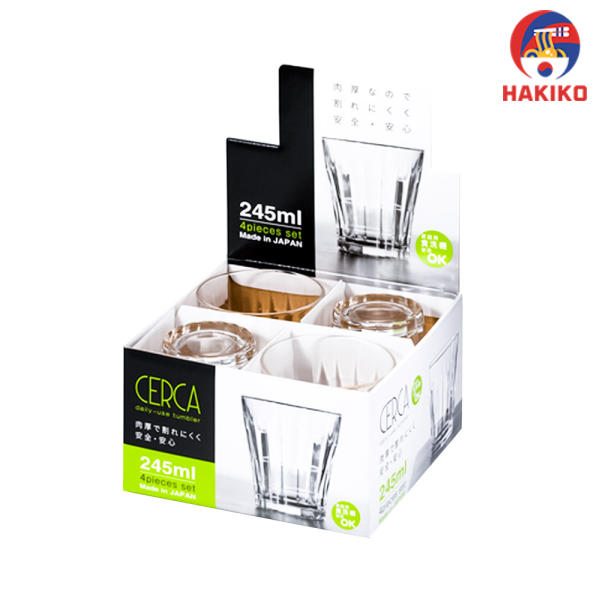 Set 4 Cốc Thủy Tinh Nhật Bản Kẻ Sọc