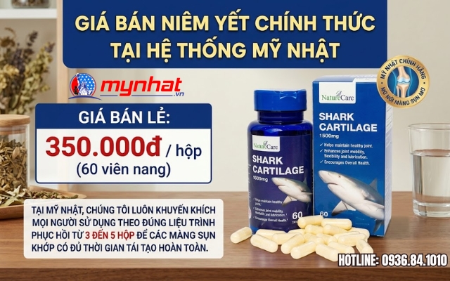 Giá bán viên uống Shark Cartilage Nature Care chính thức tại hệ thống Mỹ Nhật