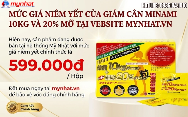 giá của viên uống Giảm cân Minami 10kg và 20% mỡ