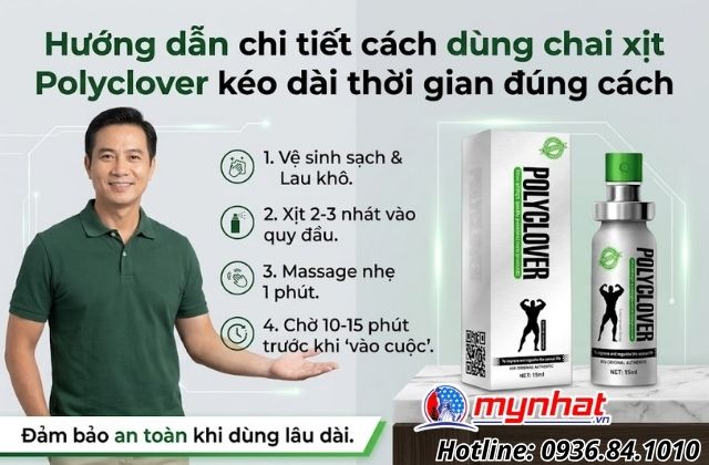 Hướng dẫn chi tiết cách dùng chai xịt Polyclover kéo dài thời gian đúng cách