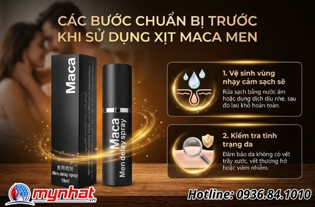 Các bước chuẩn bị trước khi sử dụng xịt Maca Men
