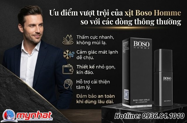 Ưu điểm vượt trội của xịt Boso Homme so với các dòng thông thường