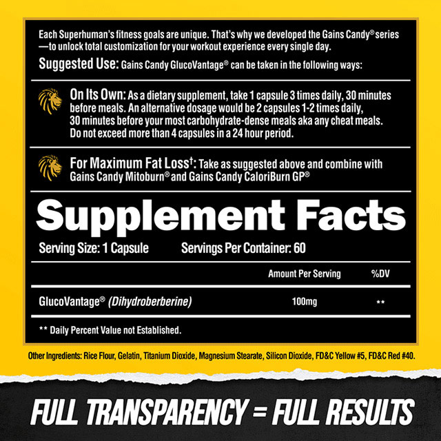 Thành phần của GAINS CANDY GLUCOVANTAGE