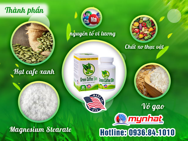 Thành phần tự nhiên của viên giảm cân Green Coffee Slim