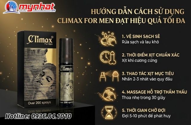 Hướng dẫn cách sử dụng Climax For Men đạt hiệu quả tối đa