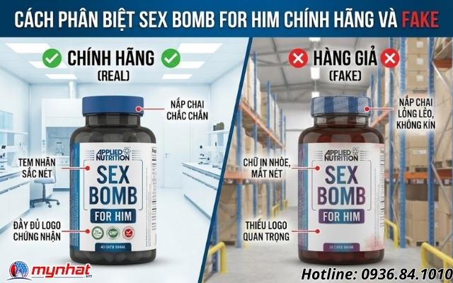 Cách phân biệt Sex Bomb For Him chính hãng và Fake