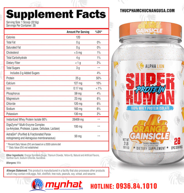 Thành phần chính trong SUPERHUMAN PROTEIN