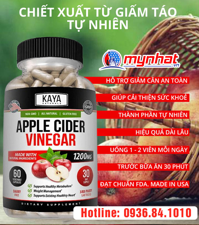 Công dụng nổi bật của viên giảm cân Apple Cider Vinegar
