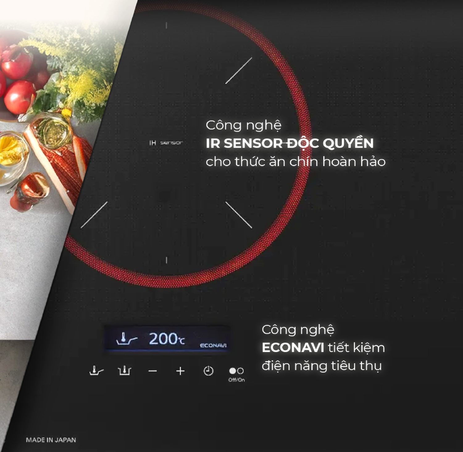 Bếp từ Panasonic KY-A1W70KRA ứng dụng Công nghệ ECONAVI và IR Sensor