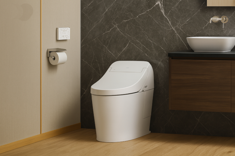Bồn cầu thông minh TOTO CES9435 trong không gian nhà vệ sinh hiện đại