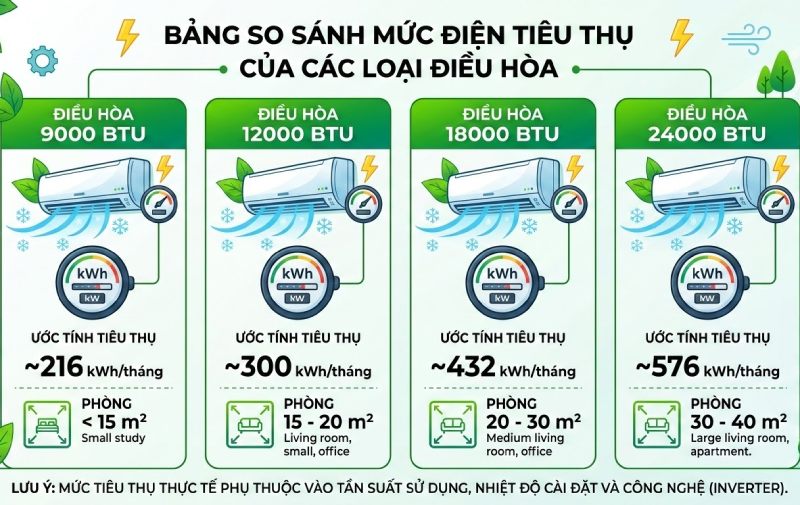 Cách quy đổi BTU sang điện năng tiêu thụ