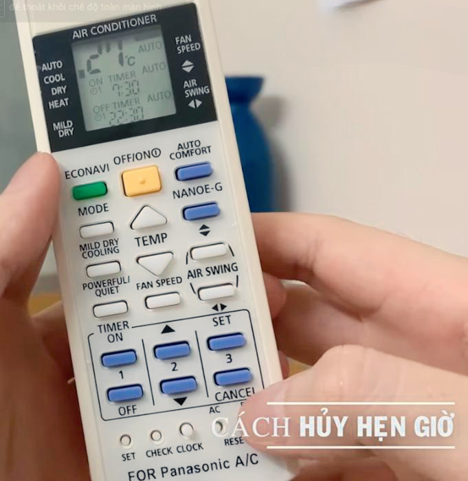 An nut Cancel de huy cai dat hen gio bat tat inverter panasonic