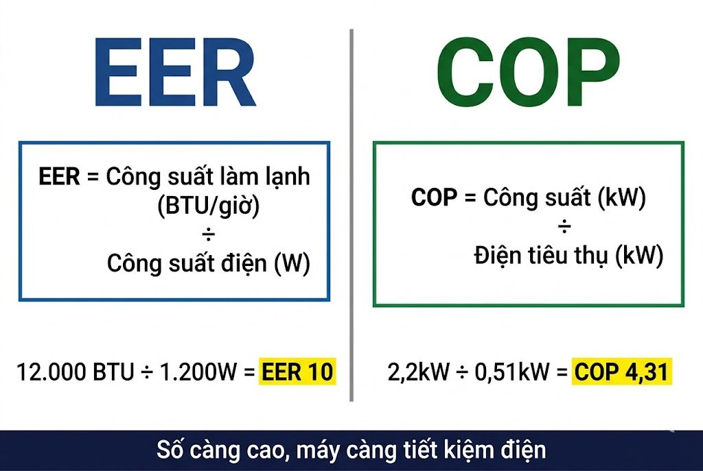 Chỉ số EER, COP trên điều hòa Nhật