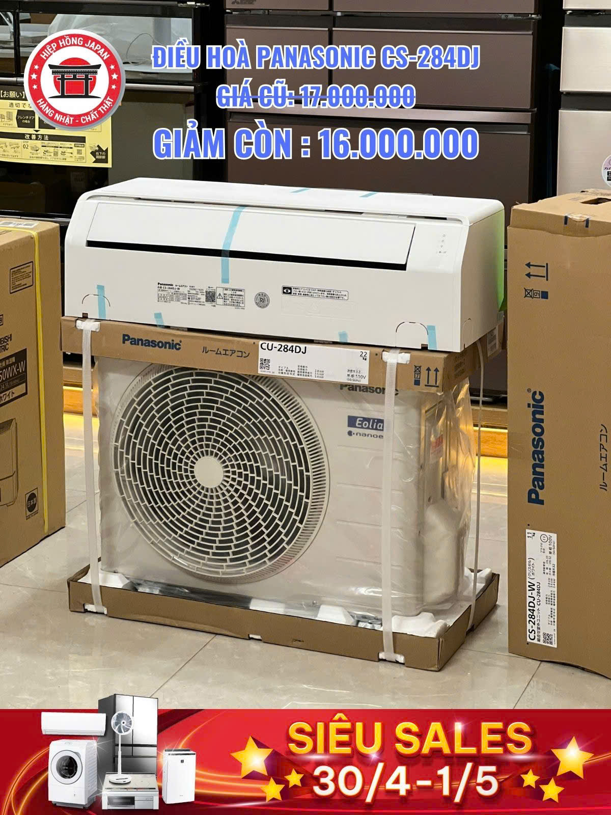 điều hoà Panasonic CS-284DJ hiệp hồng japan
