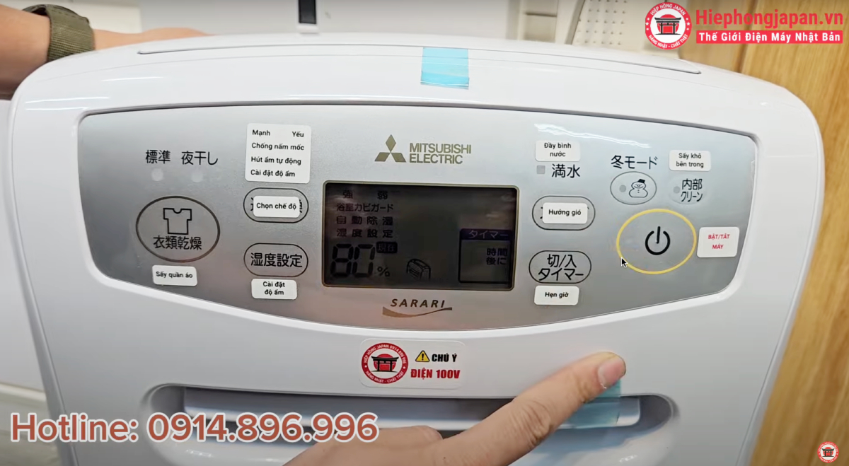 nut nguon cua may hut am MITSUBISHI MJ-P180VX