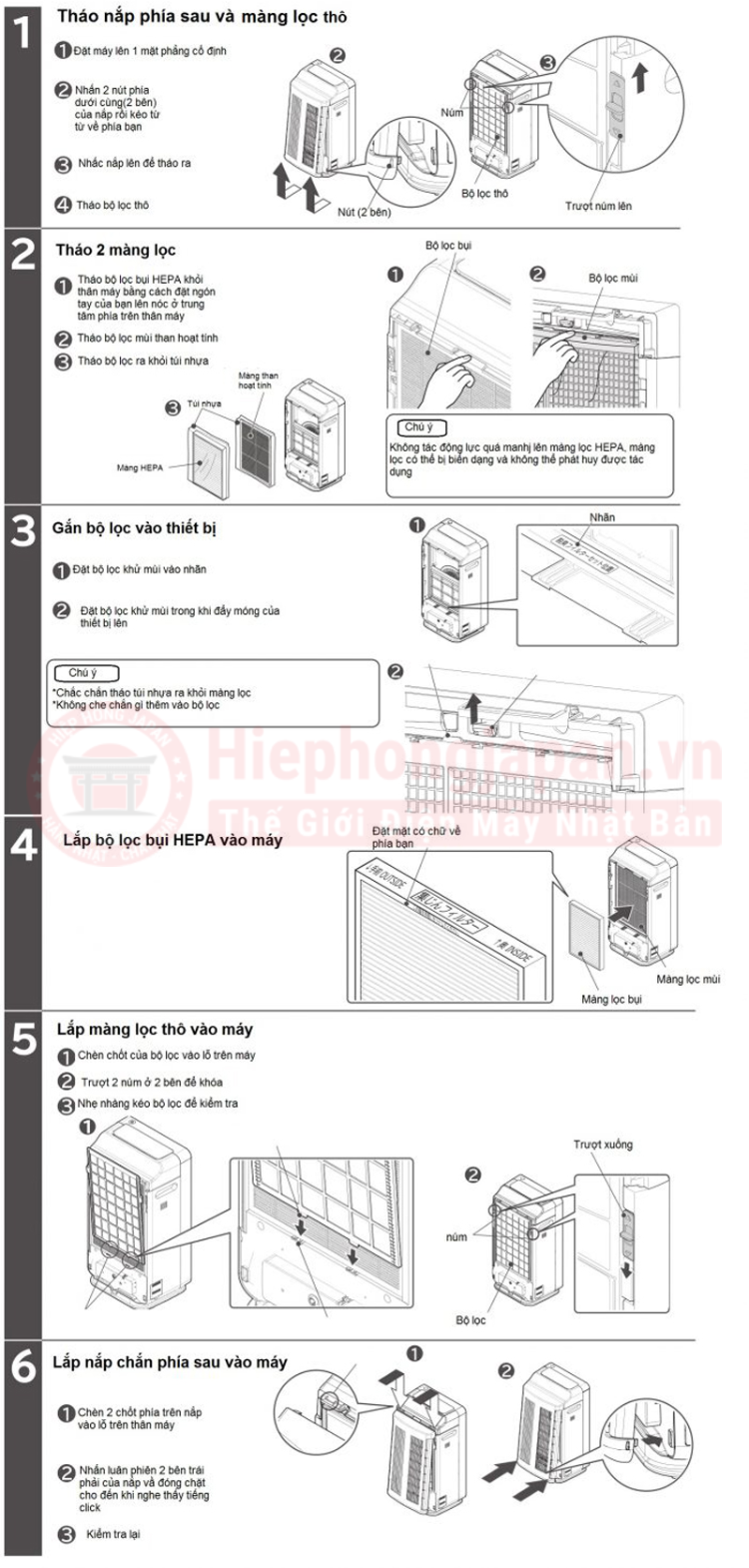 huong dan thao lap mang loc hitachi ep nvg90 N