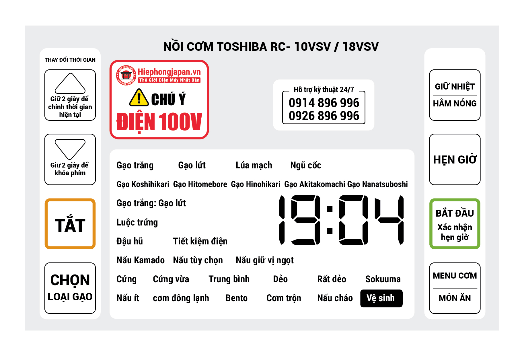 huong dan su dung noi com dien Toshiba RC-10VSV