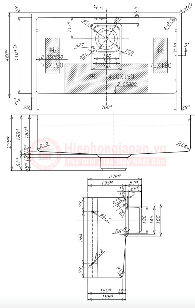 kich thuoc ban ve Chậu rửa chén bát Shigeru LE JSM–K3F FS