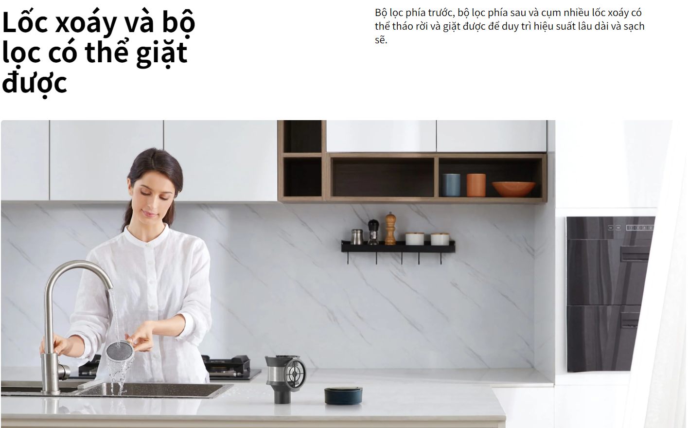 lốc xoáy và bộ lọc có thể giặt được