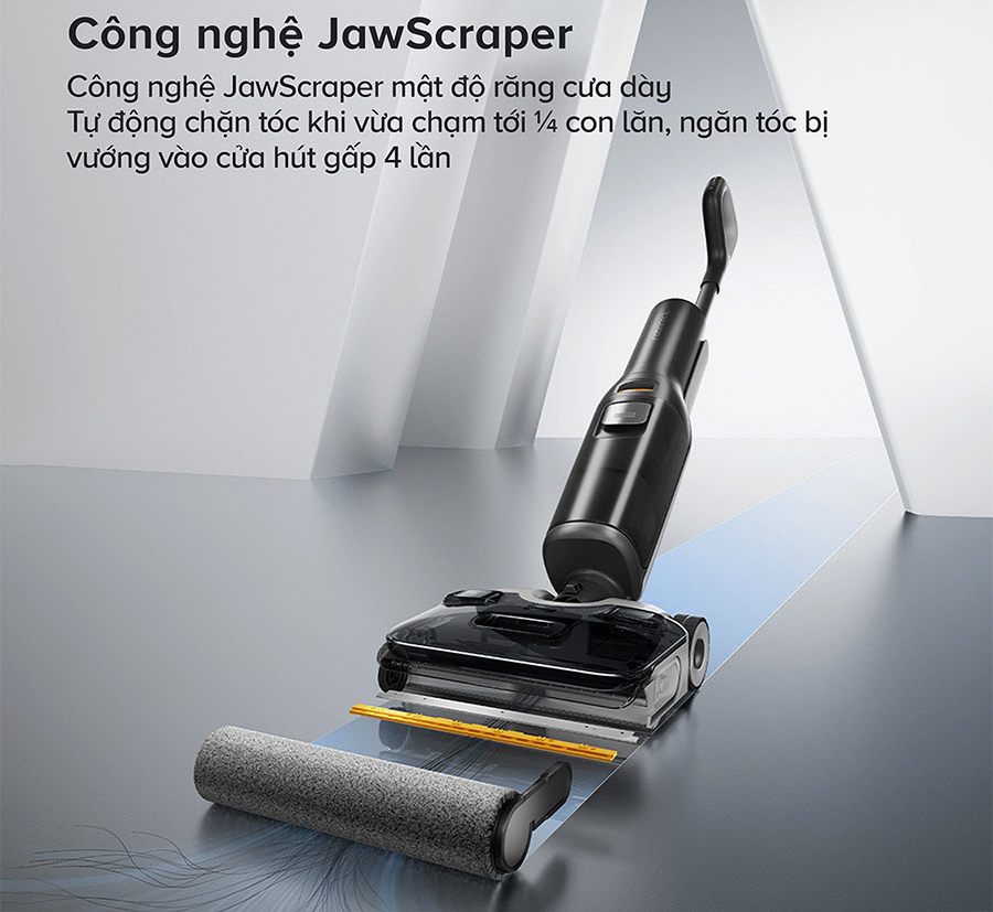 Hệ thống chống rối tóc JawScraper độc quyền của máy hút bụi lau nhà cầm tay Roborock F25 ACE