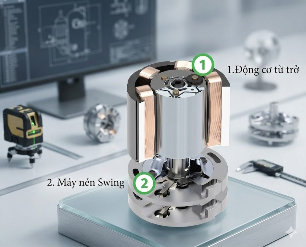 Cấu tạo máy nén Swing trên điều hoà Daikin