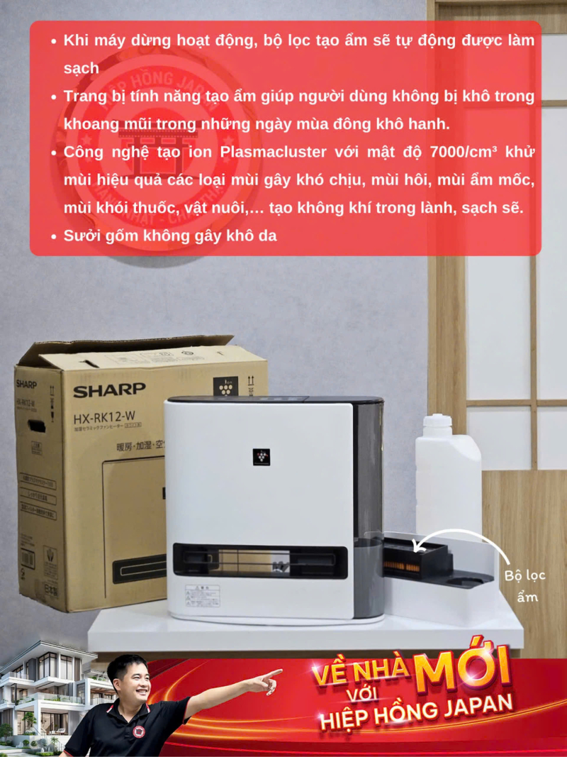 may suoi gom sharp hx-rk12 duoc trang bi cong nghe ion Plasma