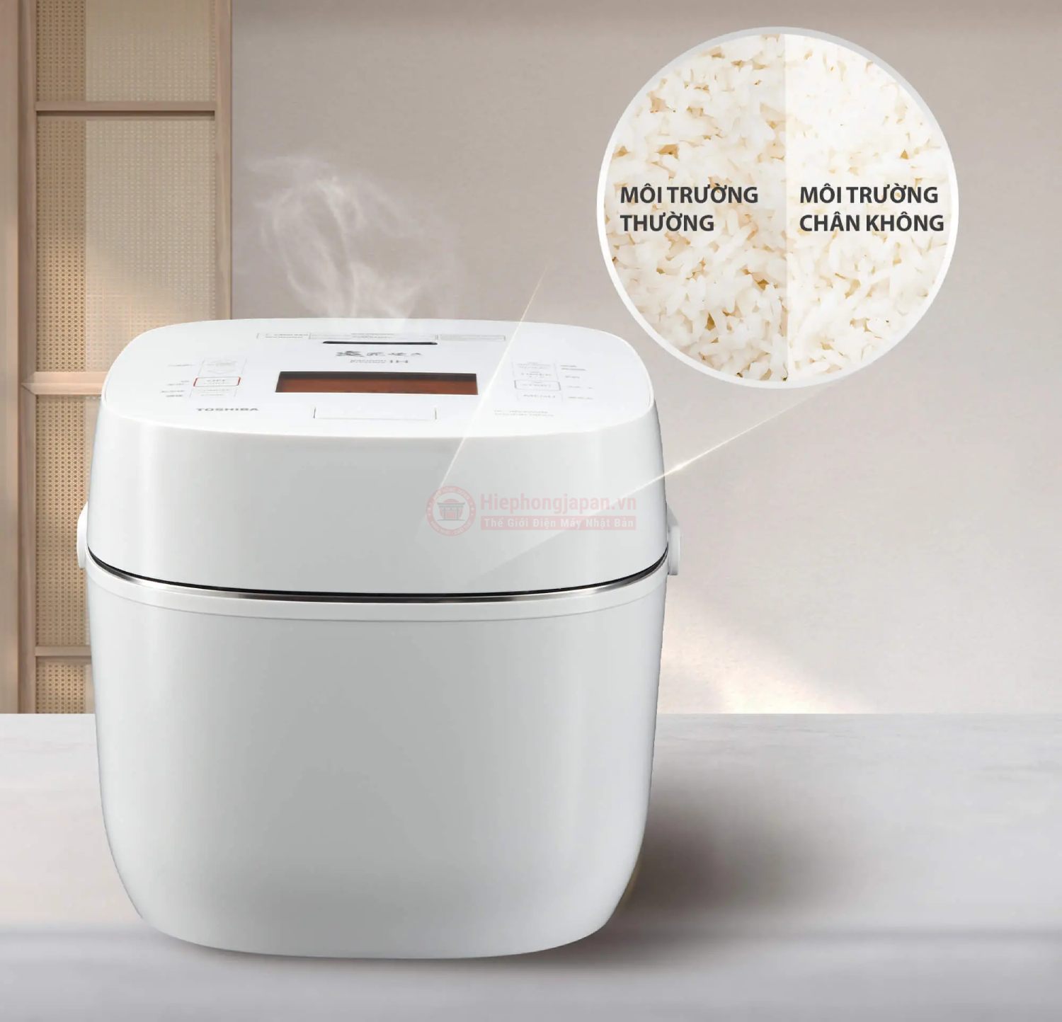 Nồi cơm Toshiba RC-18VXWVN giúp Bảo quản cơm tươi ngon đến 40 giờ – Công nghệ chân không bảo quản tiên tiến