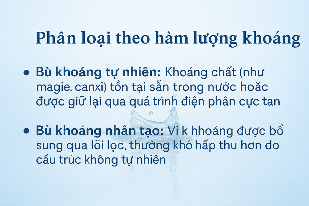 phân loại nước Ion kiềm theo hàm lượng khoáng