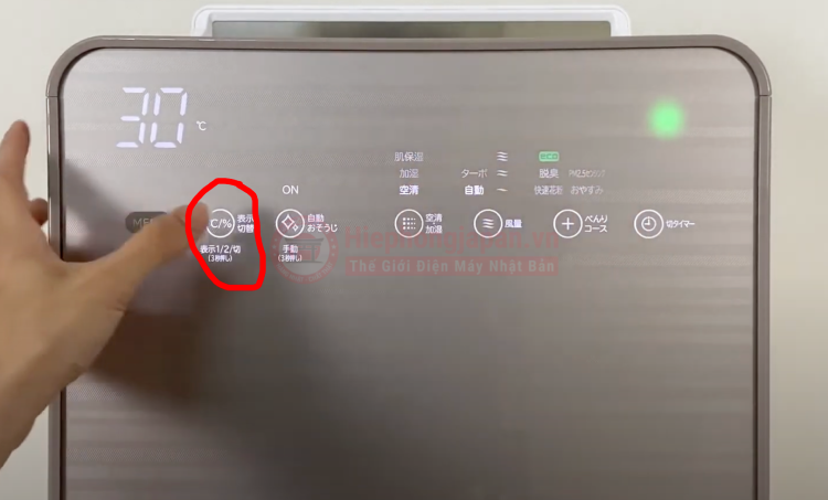 nut thay doi nhiet do va do am cua may hitachi-ep-nvg90-n