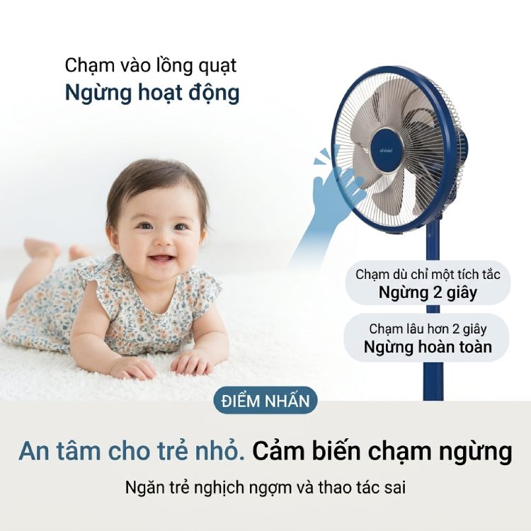 Quạt điện Toyotomi FS-DH30P Cảm biến an toàn chủ động an toàn cho trẻ nhỏ